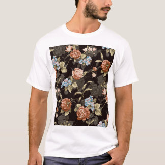 Camiseta Rosas botânicos: padrão floral abstrato.