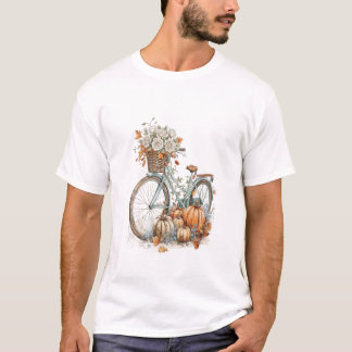 Camiseta Rosas brancas vintage e abóbora de Halloween