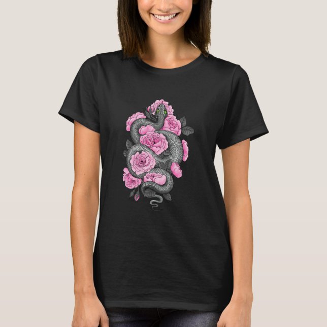 Camiseta rosas cobra e rosa (Frente)