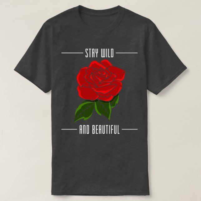 Camiseta Rosas com folhas vermelhas (Frente do Design)
