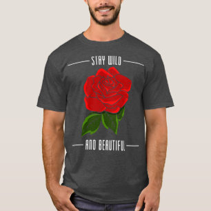 Camiseta Rosas com folhas vermelhas
