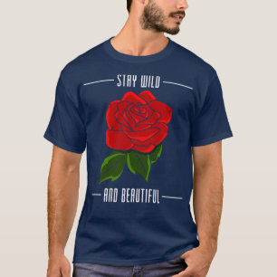 Camiseta Rosas com folhas vermelhas