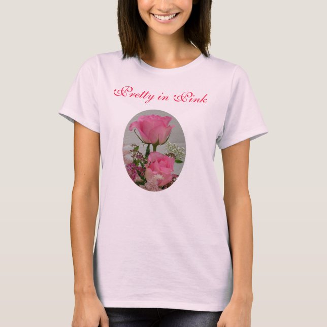 Camiseta Rosas cor-de-rosa, bonito no rosa (Frente)