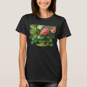 Camiseta Rosas Cor-de-Rosa Florais Antigas, Vaso de Flores