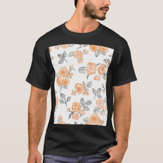 Camiseta Rosas de Aquarela: Fundo Branco de Tinta
