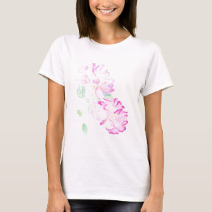 Camiseta Rosas de Aquarela Rosa Lipstick