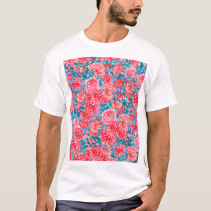 Camiseta Rosas De Aquarela Tapeçaria Floral