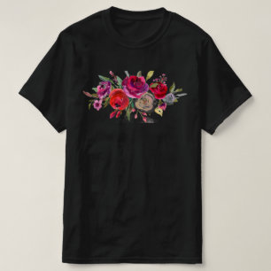 Camiseta Rosas de Aquarelas Buquê Colorido de Flores