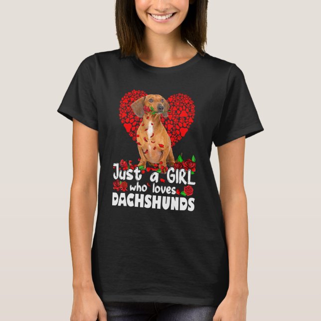 Camiseta Rosas De Cachorro Engraçados Apenas Uma Menina Que (Frente)