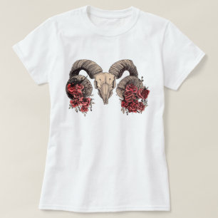 Camiseta Rosas de Caveira de Aquarela