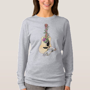 Camiseta Rosas de Caveira de Guitarra Ocidental