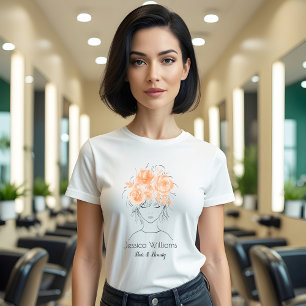 Camiseta Rosas de cor de água de pêssego bonito, bonitinha 