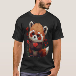 Camiseta Rosas de Dia de os namorados de Panda Vermelha-Cac