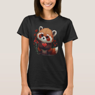Camiseta Rosas de Dia de os namorados de Panda Vermelha-Cac