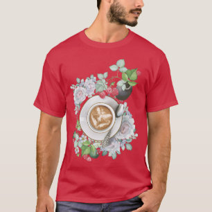 Camiseta Rosas De Fada De Café Da Cozy Cottagecore Raspberr