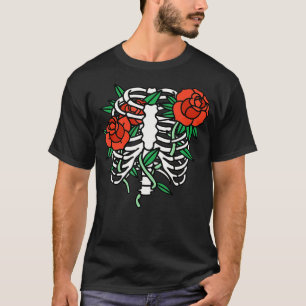 Camiseta Rosas De Gaiolas De Costelas Flores Cutânea Funerá