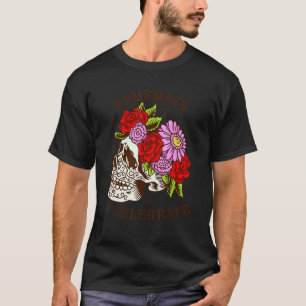 Camiseta Rosas de máscara do crânio do Dia De Los Muertos