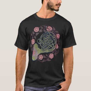 Camiseta Rosas de Música de Classe de Banda de Horn Art Fra