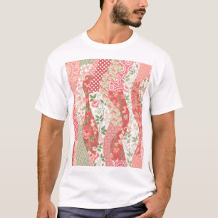 Camiseta Rosas de patch: design de padrão uniforme.