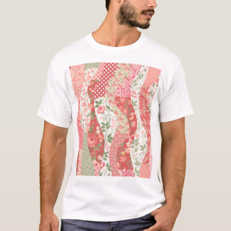 Camiseta Rosas de patch: design de padrão uniforme.