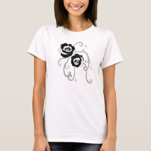 Camiseta Rosas de prata pretos