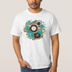 Camiseta Rosas de toucador e de turquesa em tiras