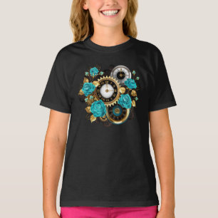 Camiseta Rosas de toucador e de turquesa em tiras
