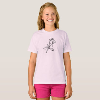 Camiseta rosas desenhadas à mão