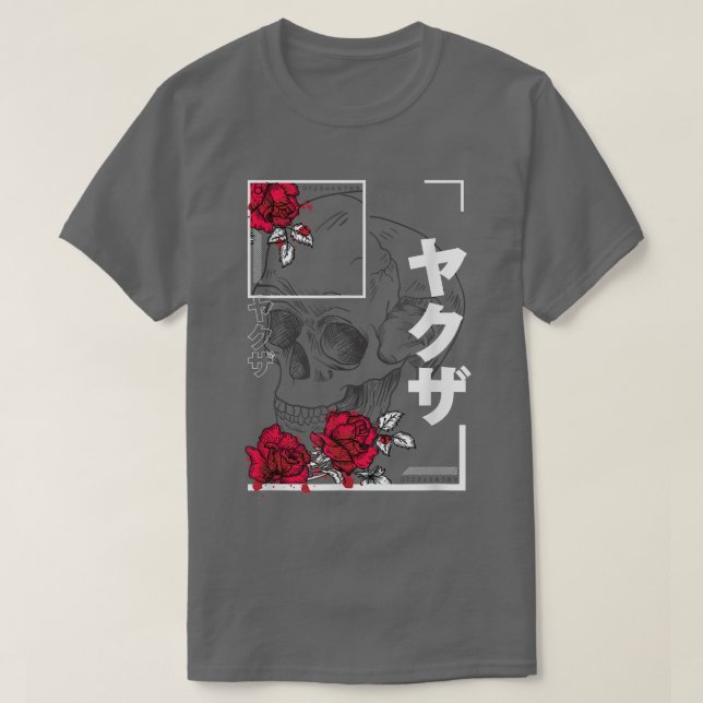 Camiseta Rosas do crânio Japonês Pastel Gótico Alt Gótico d (Frente do Design)