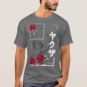 Camiseta Rosas do crânio Japonês Pastel Gótico Alt Gótico d