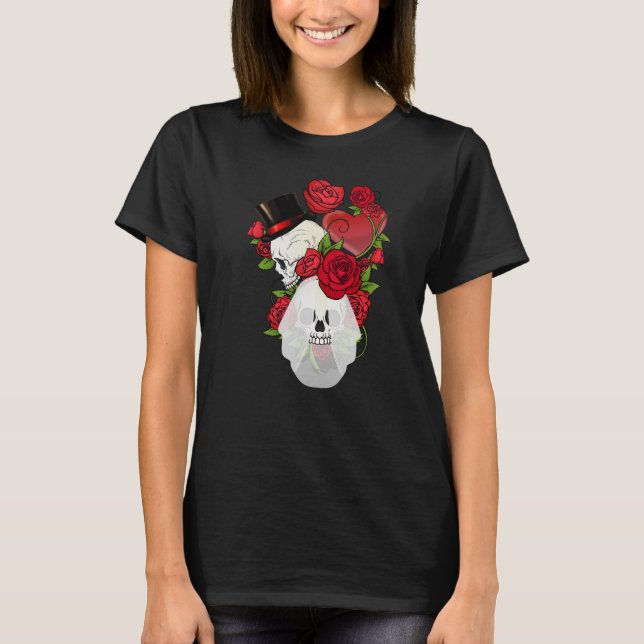 Camiseta Rosas do crânio, noz e noz (Frente)