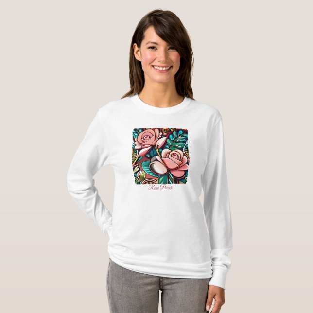 Camiseta Rosas duplos: um arranjo flexível espetacular (Frente Completa)