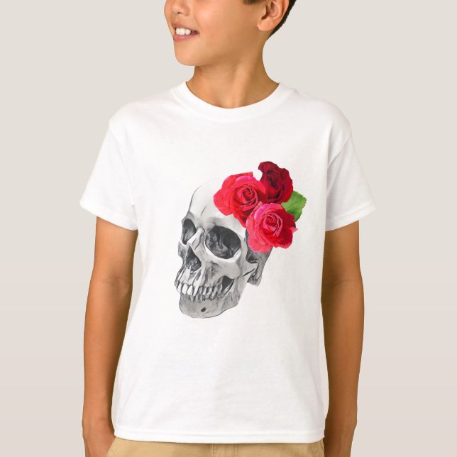 Camiseta Rosas e crânio (Frente)