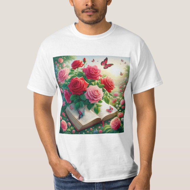 Camiseta Rosas en el Jardín: Un Refugio de Belleza (Frente)