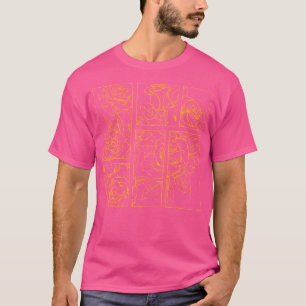 Camiseta Rosas Estéticos De Arte De Linha De Rosas Amarelas