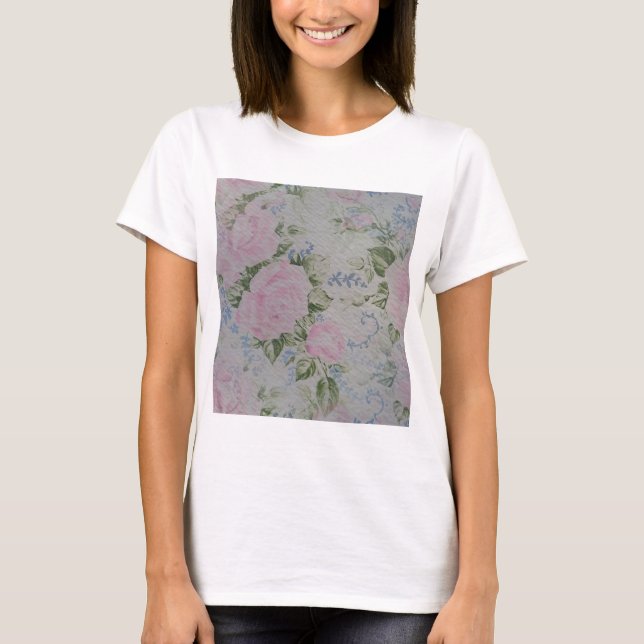 Camiseta Rosas Florais Rosa Vintage (Frente)