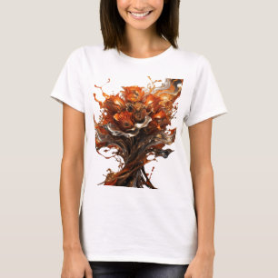 Camiseta RosAs LARANJAs Prateadas Icônicas em FluXo Metálic