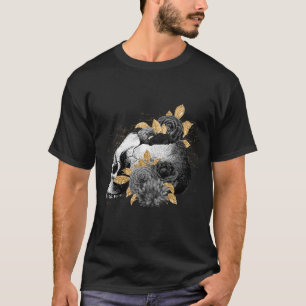 Camiseta Rosas pretas com crânio em gótico preto