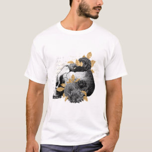 Camiseta Rosas pretas com T-Shirt gótico do crânio