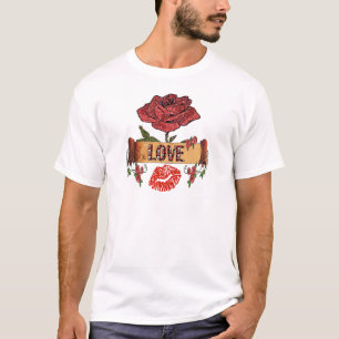 Camiseta Rosas Rockabilly RAB, Amor & Batom