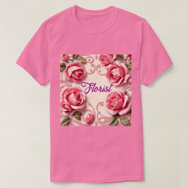 Camiseta Rosas Rosa Art Nouveau Florist T-Shirt (Frente do Design)