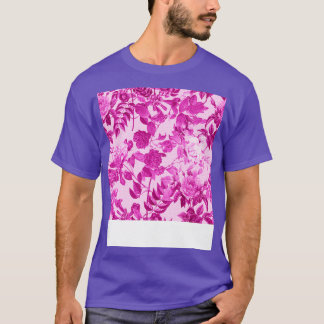 Camiseta Rosas Rosa Com Padrão De Folhas