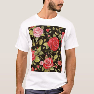 Camiseta Rosas rosa: padrão floral elegante.