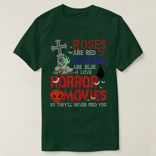 Camiseta Rosas São Corpos Vermelhos São Filmes Azuis De Hor (Frente do Design)