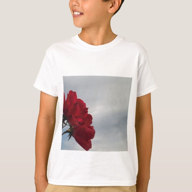 Camiseta Rosas vermelhas contra o céu azul brilhante (Frente)