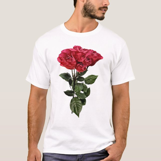 Camiseta Rosas Vermelhas e Folhas (Frente)