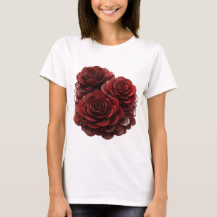 Camiseta RosAs VERMELHAS e MOEDAS de Prata com Design Moder