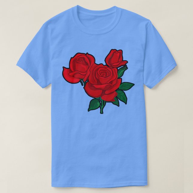 Camiseta Rosas vermelhas para Homens, Mulheres e Juventude (Frente do Design)