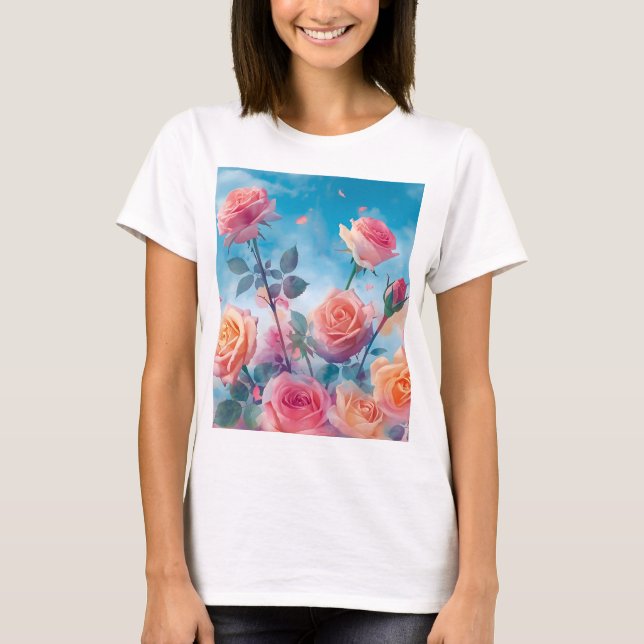 Camiseta Rosas vibrantes sonhadas (Frente)