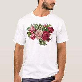 Camiseta Rosas vitorianas clássicas Lily do Vale Romance